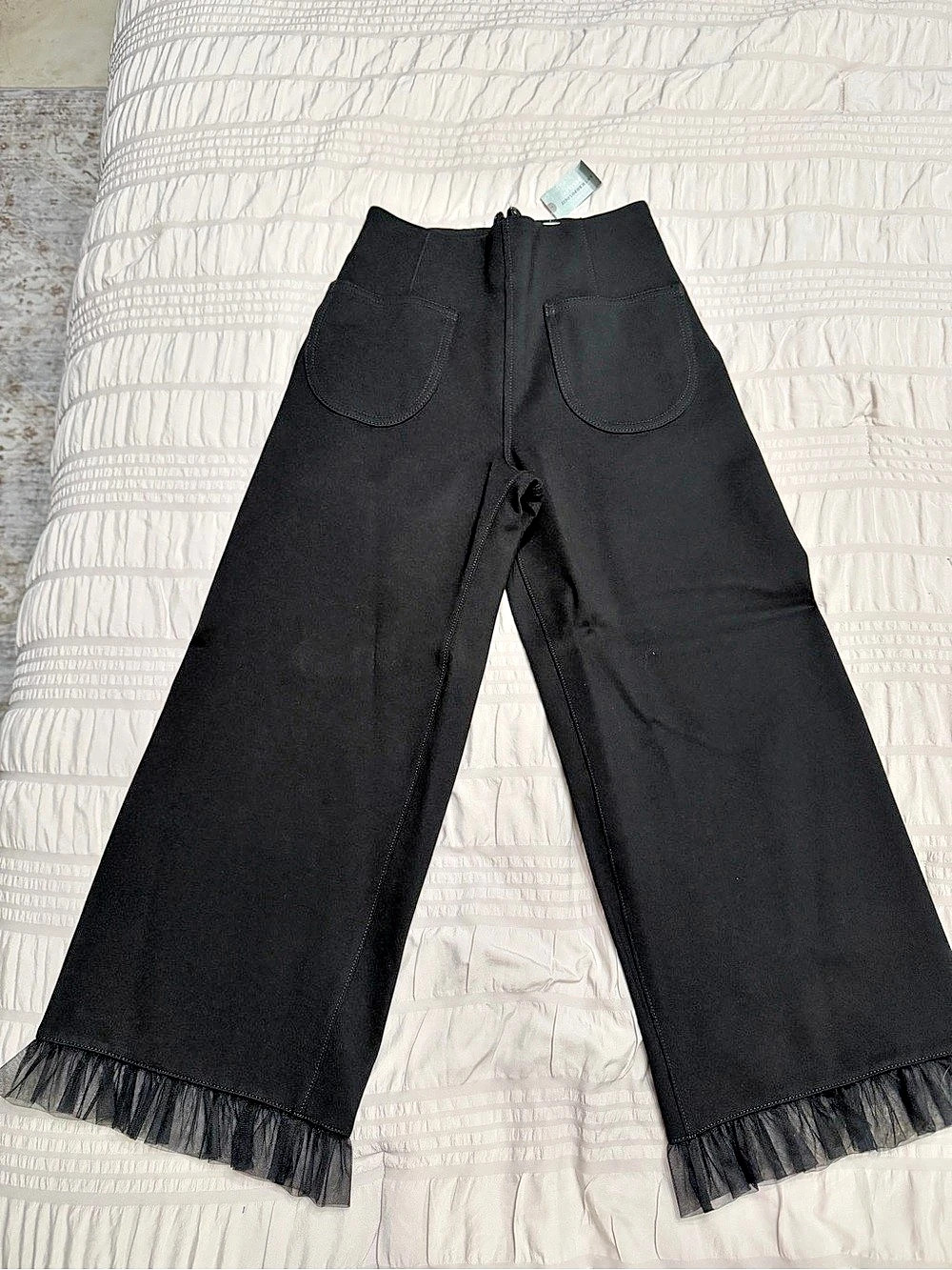 Maeve Colette Tulle High-Rise Wide-Leg Cropped Pants Black Wide-Leg Pants Size 2